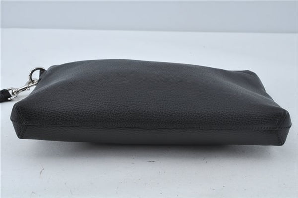 Authentic GUCCI Cosmopolis Clutch Bag Purse Leather 387075 Black 5242B