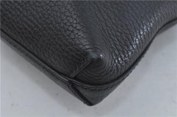 Authentic GUCCI Cosmopolis Clutch Bag Purse Leather 387075 Black 5242B