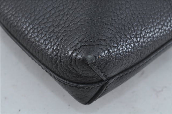 Authentic GUCCI Cosmopolis Clutch Bag Purse Leather 387075 Black 5242B