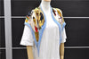 Authentic HERMES Pleats Scarf "PLAZA DE TOROS" Silk Light Blue Box 5242D