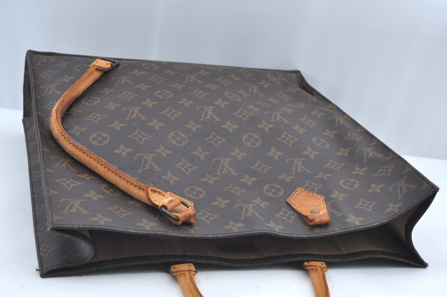 Authentic Louis Vuitton Monogram Sac Plat Hand Tote Bag M51140 LV Junk 5245I