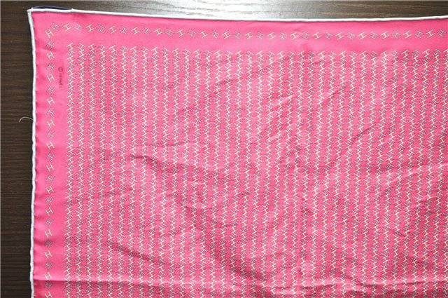 HERMES Petit Carre 40 Scarf Handkerchief H Pattern Silk Blue Purple Box 5246D