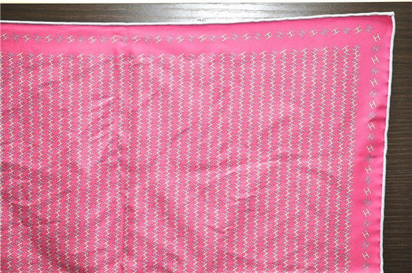 HERMES Petit Carre 40 Scarf Handkerchief H Pattern Silk Blue Purple Box 5246D