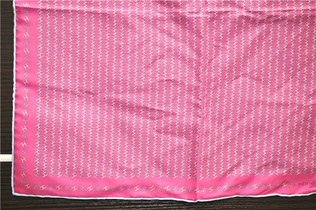 HERMES Petit Carre 40 Scarf Handkerchief H Pattern Silk Blue Purple Box 5246D