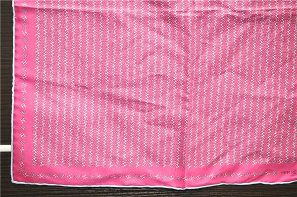 HERMES Petit Carre 40 Scarf Handkerchief H Pattern Silk Blue Purple Box 5246D