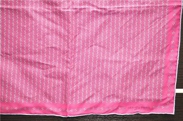 HERMES Petit Carre 40 Scarf Handkerchief H Pattern Silk Blue Purple Box 5246D