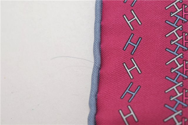 HERMES Petit Carre 40 Scarf Handkerchief H Pattern Silk Blue Purple Box 5246D