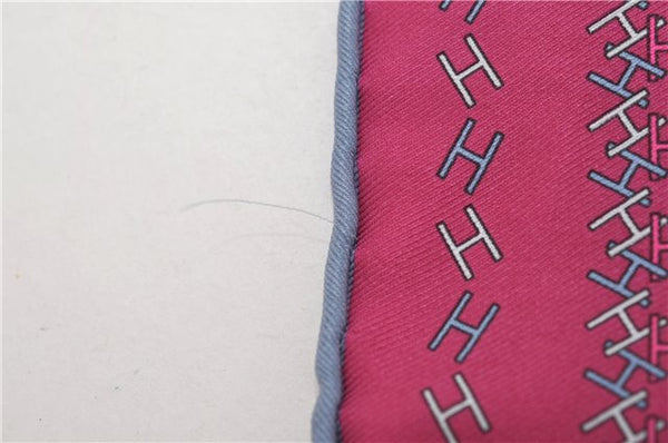 HERMES Petit Carre 40 Scarf Handkerchief H Pattern Silk Blue Purple Box 5246D