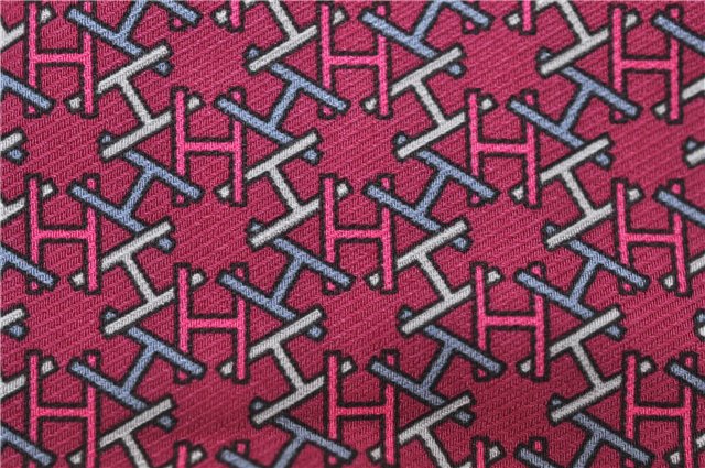 HERMES Petit Carre 40 Scarf Handkerchief H Pattern Silk Blue Purple Box 5246D