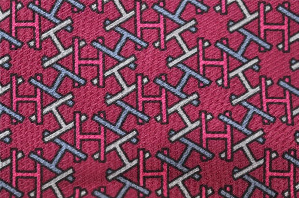 HERMES Petit Carre 40 Scarf Handkerchief H Pattern Silk Blue Purple Box 5246D