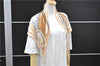 Authentic HERMES Pleats Scarf "GRONLAND" Silk Beige Ivory Box 5247D