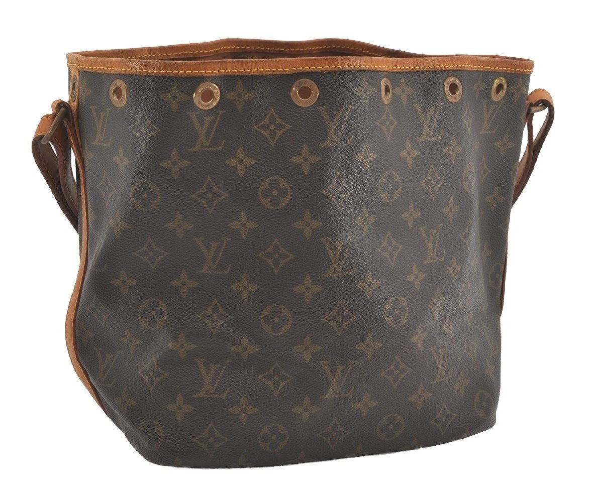 Authentic Louis Vuitton Monogram Petit Noe M42226 Shoulder Drawstring Bag 5247I