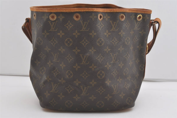 Authentic Louis Vuitton Monogram Petit Noe M42226 Shoulder Drawstring Bag 5247I