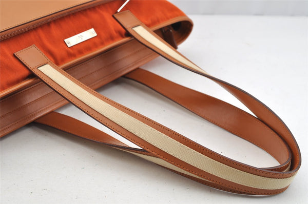 Authentic GUCCI Vintage Shoulder Tote Bag Canvas Leather Orange 5248I