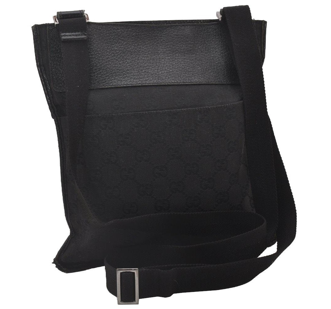 Authentic GUCCI Shoulder Cross Body Bag GG Canvas Leather 27639 Black 5250I