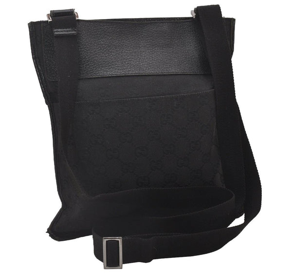 Authentic GUCCI Shoulder Cross Body Bag GG Canvas Leather 27639 Black 5250I