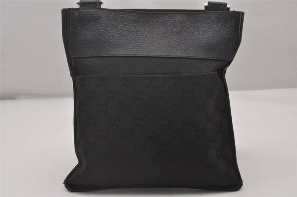 Authentic GUCCI Shoulder Cross Body Bag GG Canvas Leather 27639 Black 5250I
