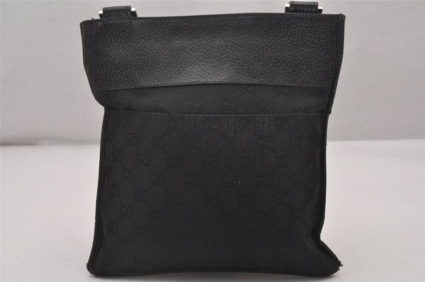 Authentic GUCCI Shoulder Cross Body Bag GG Canvas Leather 27639 Black 5250I