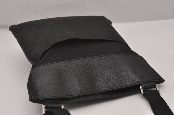 Authentic GUCCI Shoulder Cross Body Bag GG Canvas Leather 27639 Black 5250I
