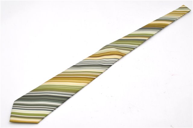 Authentic HERMES Tie Necktie Stripe Pattern Silk 5257SA Green Box 5251D