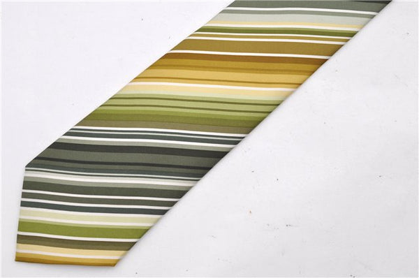 Authentic HERMES Tie Necktie Stripe Pattern Silk 5257SA Green Box 5251D