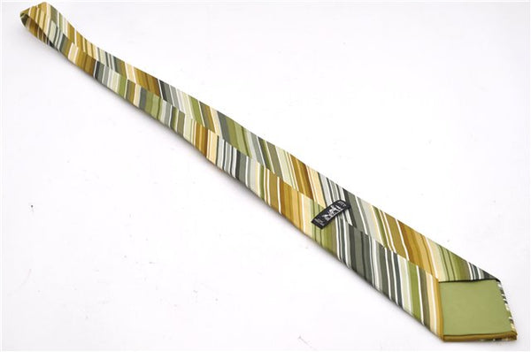 Authentic HERMES Tie Necktie Stripe Pattern Silk 5257SA Green Box 5251D