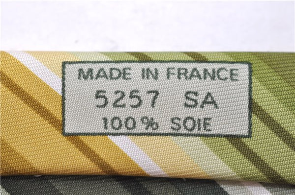 Authentic HERMES Tie Necktie Stripe Pattern Silk 5257SA Green Box 5251D