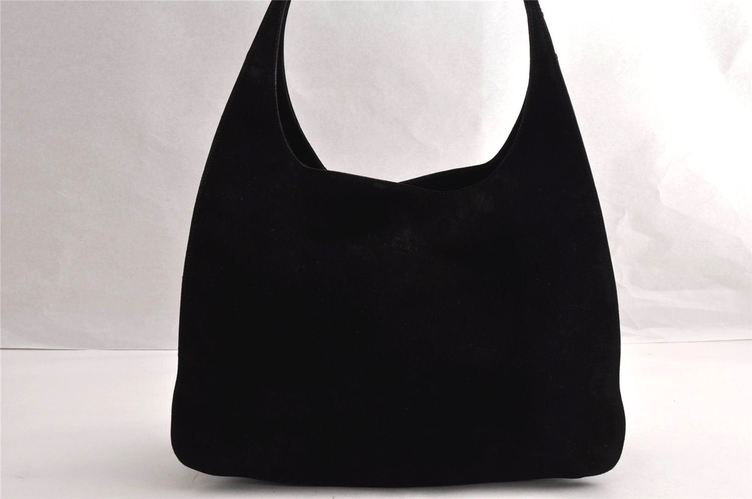 Authentic GUCCI Vintage Shoulder Bag Purse Suede Leather 0013167 Black 5253I