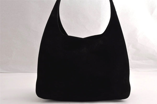 Authentic GUCCI Vintage Shoulder Bag Purse Suede Leather 0013167 Black 5253I