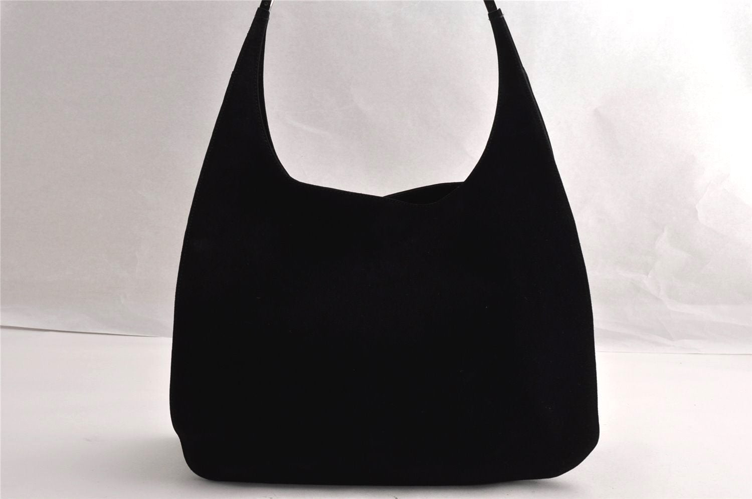 Authentic GUCCI Vintage Shoulder Bag Purse Suede Leather 0013167 Black 5253I