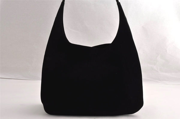 Authentic GUCCI Vintage Shoulder Bag Purse Suede Leather 0013167 Black 5253I