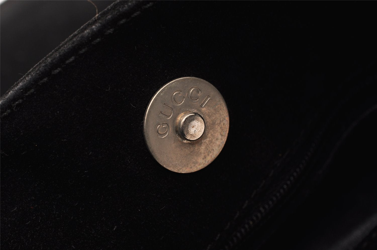 Authentic GUCCI Vintage Shoulder Bag Purse Suede Leather 0013167 Black 5253I