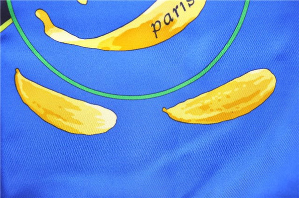 Authentic HERMES Carre 90 Scarf "au gre du vent" Silk Navy 5254D