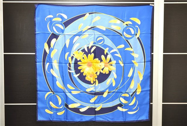 Authentic HERMES Carre 90 Scarf "au gre du vent" Silk Navy 5254D