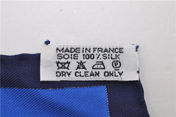 Authentic HERMES Carre 90 Scarf "au gre du vent" Silk Navy 5254D