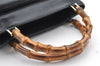 Authentic GUCCI Bamboo Vintage 2way Hand Shoulder Bag Leather Black Junk 5254I