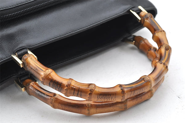 Authentic GUCCI Bamboo Vintage 2way Hand Shoulder Bag Leather Black Junk 5254I