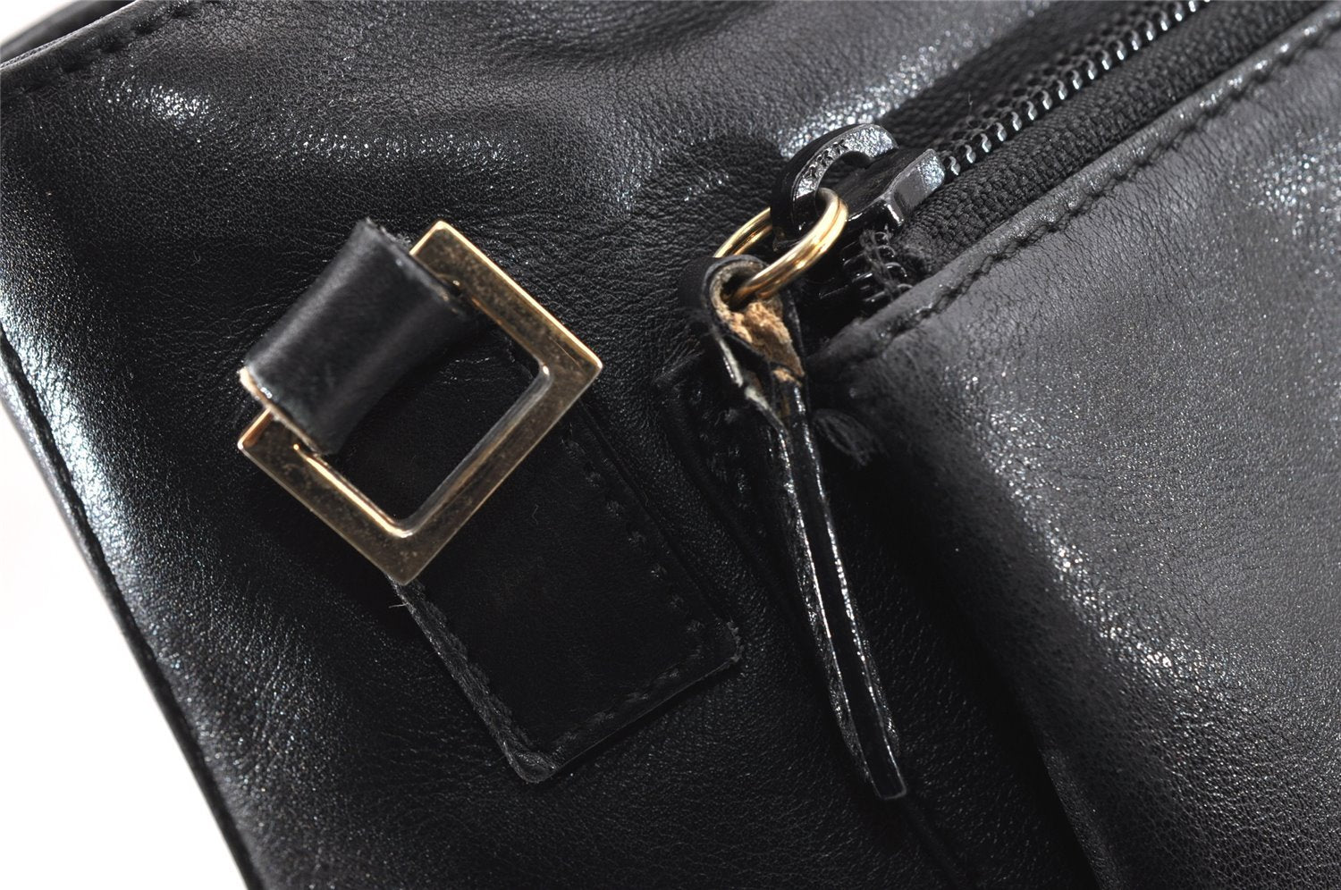 Authentic GUCCI Bamboo Vintage 2way Hand Shoulder Bag Leather Black Junk 5254I