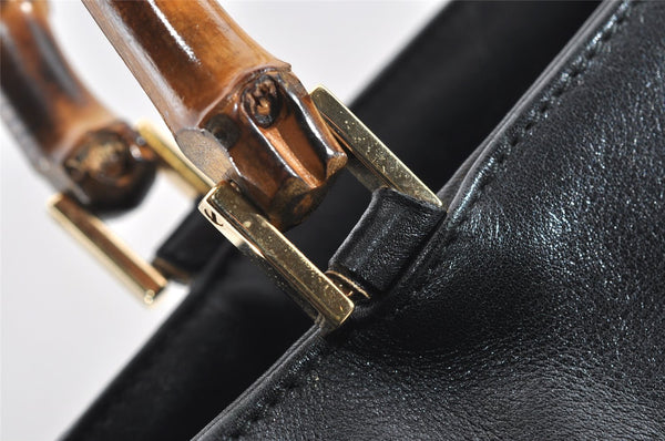 Authentic GUCCI Bamboo Vintage 2way Hand Shoulder Bag Leather Black Junk 5254I