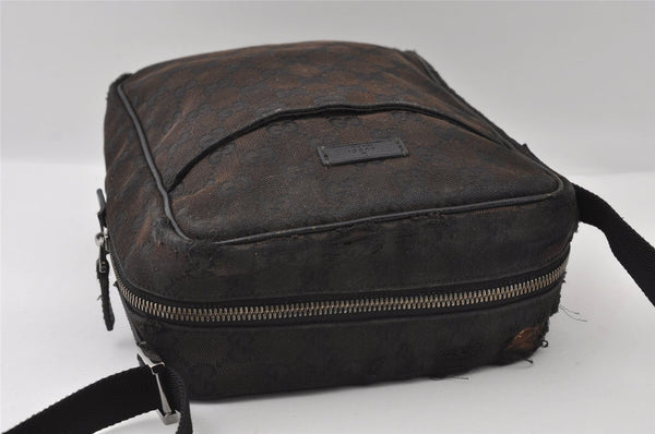 Authentic GUCCI Shoulder Cross Body Bag GG Canvas Leather 122759 Black 5255I