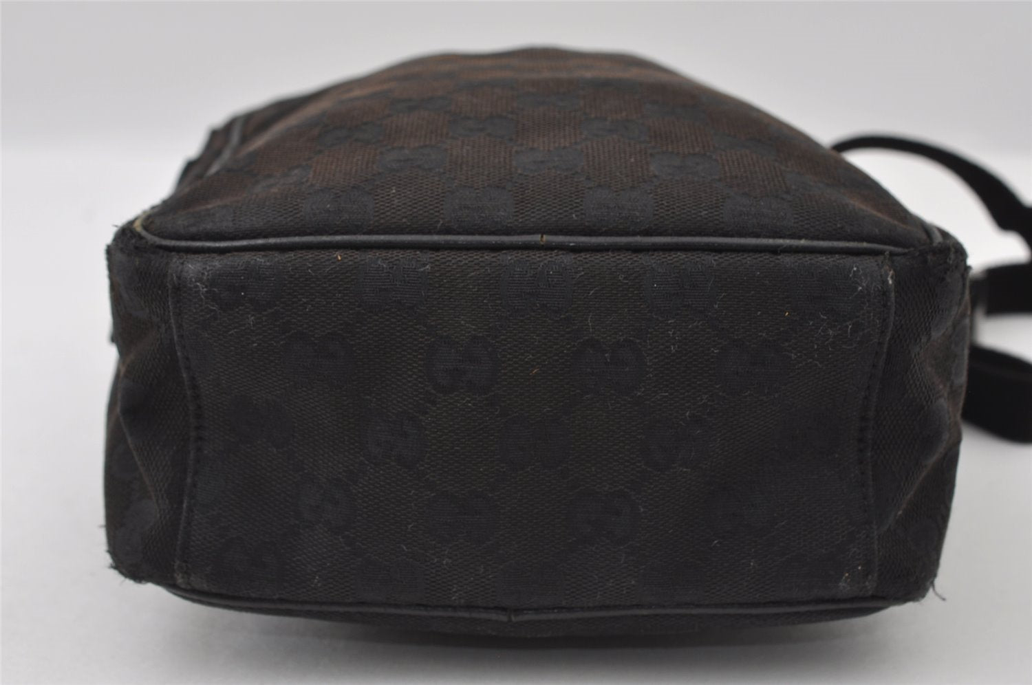 Authentic GUCCI Shoulder Cross Body Bag GG Canvas Leather 122759 Black 5255I