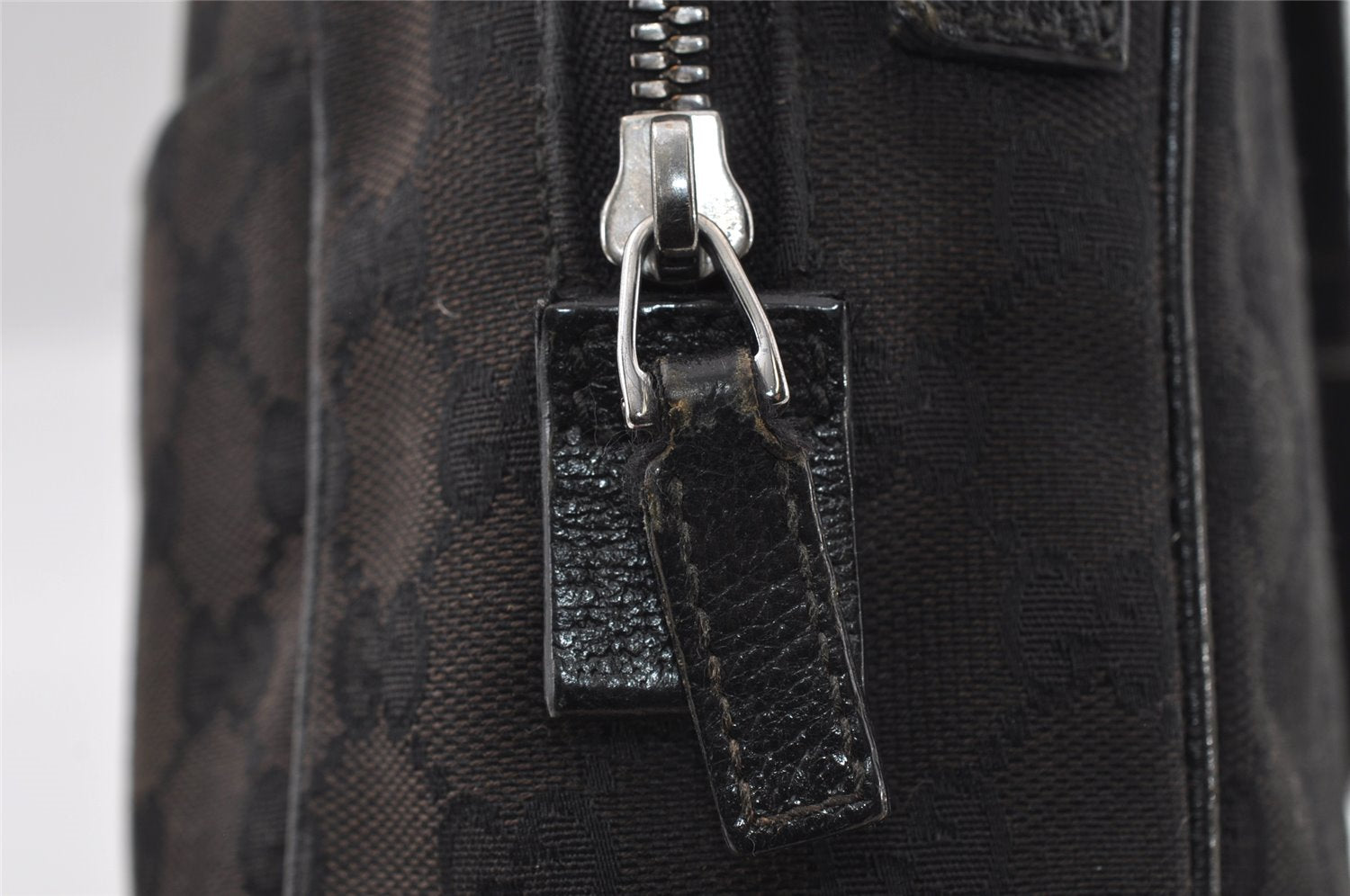 Authentic GUCCI Shoulder Cross Body Bag GG Canvas Leather 122759 Black 5255I