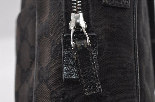 Authentic GUCCI Shoulder Cross Body Bag GG Canvas Leather 122759 Black 5255I