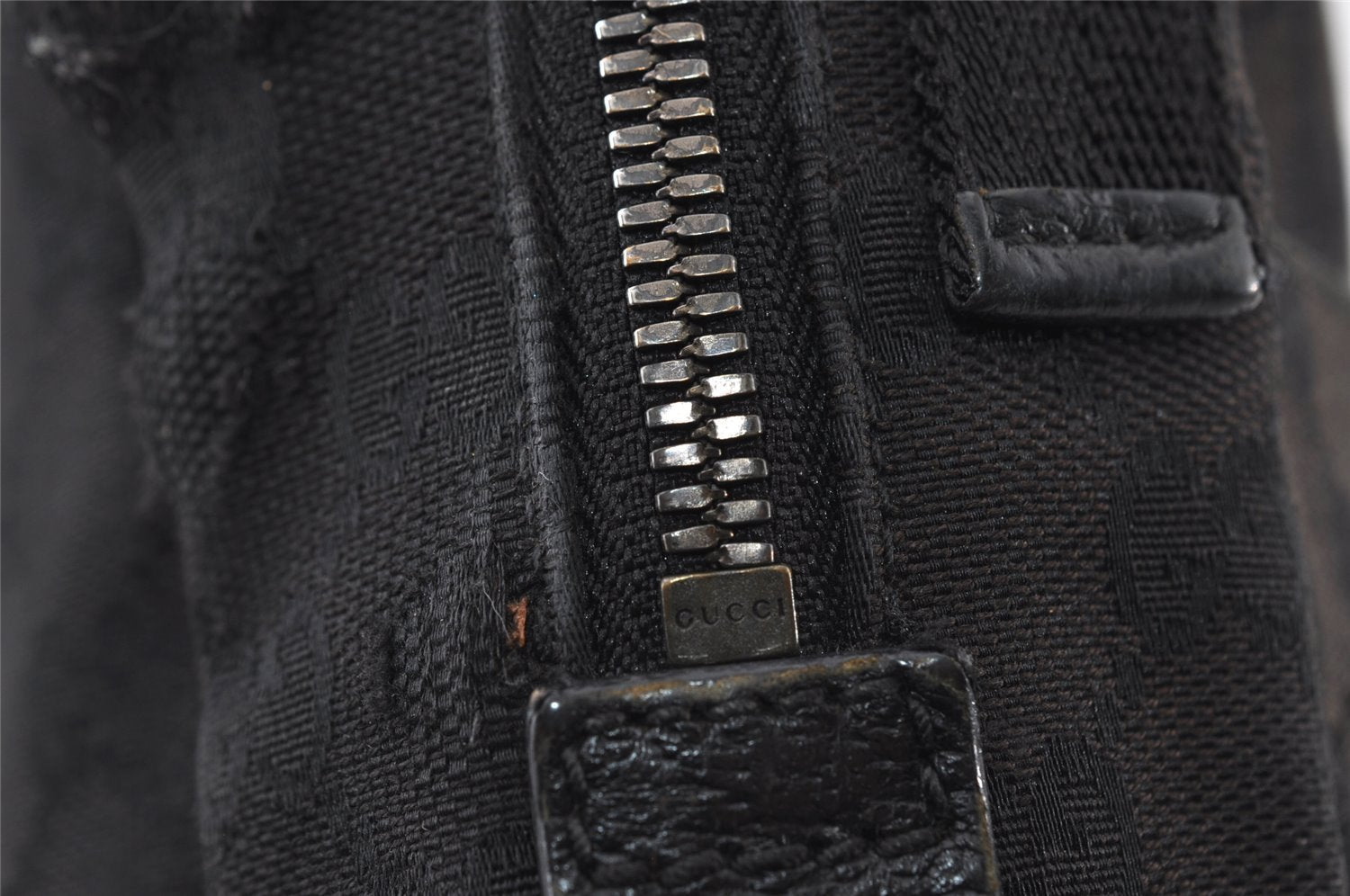 Authentic GUCCI Shoulder Cross Body Bag GG Canvas Leather 122759 Black 5255I