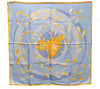 Authentic HERMES Carre 90 Scarf "au gre du vent" Silk Orange Box 5256D