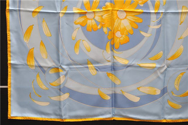 Authentic HERMES Carre 90 Scarf "au gre du vent" Silk Orange Box 5256D