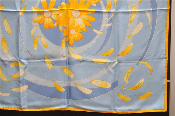 Authentic HERMES Carre 90 Scarf "au gre du vent" Silk Orange Box 5256D