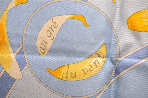 Authentic HERMES Carre 90 Scarf "au gre du vent" Silk Orange Box 5256D