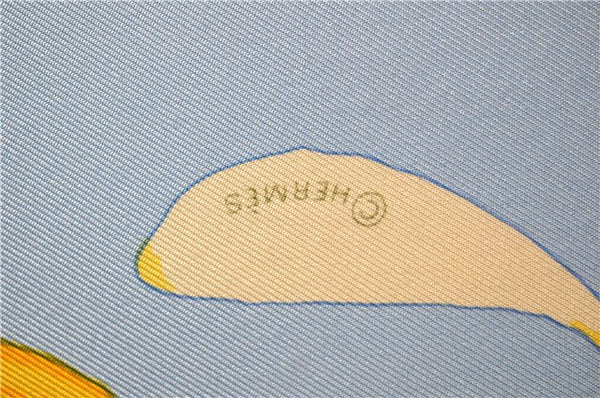 Authentic HERMES Carre 90 Scarf "au gre du vent" Silk Orange Box 5256D