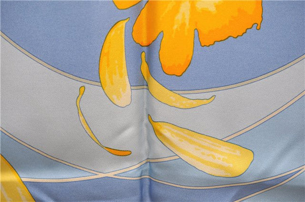 Authentic HERMES Carre 90 Scarf "au gre du vent" Silk Orange Box 5256D